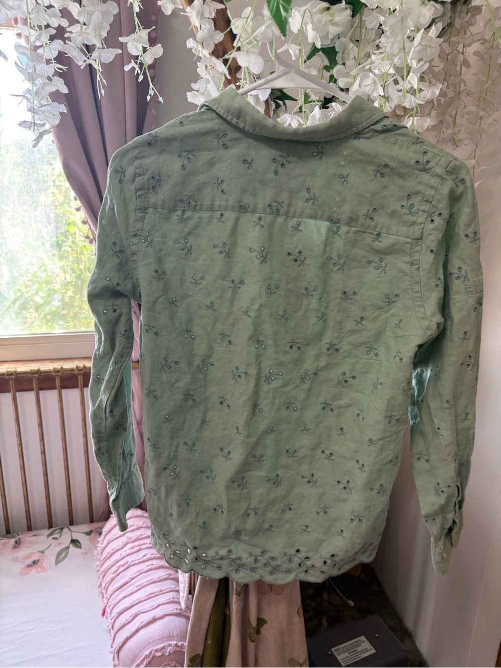 Lauren Ralph Lauren Mint Green Embroidered Button-Up Shirt - Picture 4 of 6